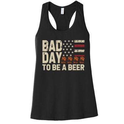 Retro Bad Day To Be Beer Usa Flag Beer 4th Of July Women's Racerback Tank