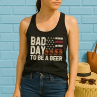 Retro Bad Day To Be Beer Usa Flag Beer 4th Of July Womens Tank Top