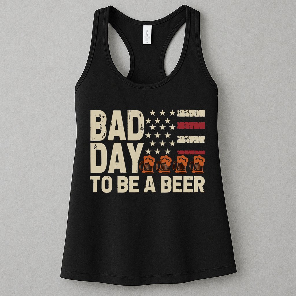 Retro Bad Day To Be Beer Usa Flag Beer 4th Of July Womens Tank Top