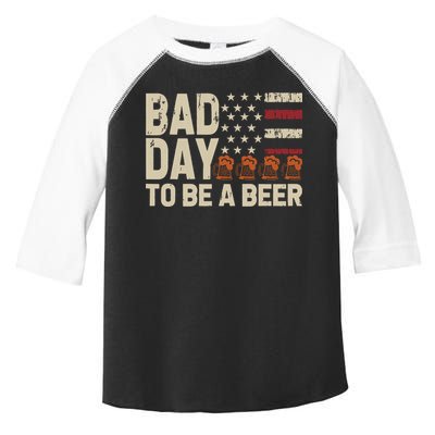 Retro Bad Day To Be Beer Usa Flag Beer 4th Of July Toddler Fine Jersey T-Shirt