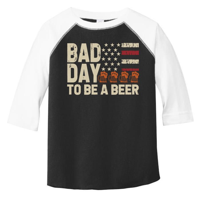 Retro Bad Day To Be Beer Usa Flag Beer 4th Of July Toddler Fine Jersey T-Shirt
