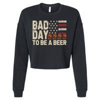 Retro Bad Day To Be Beer Usa Flag Beer 4th Of July Cropped Pullover Crew