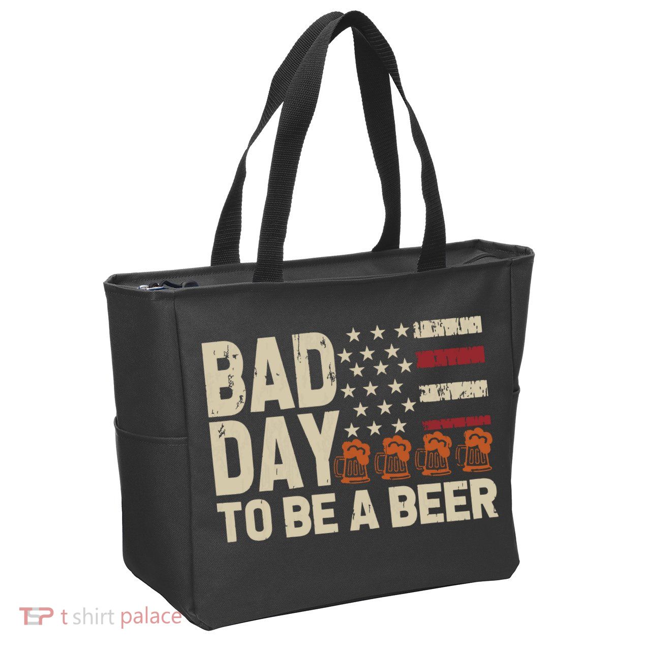 Retro Bad Day To Be Beer Usa Flag Beer 4th Of July Zip Tote Bag