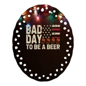 Retro Bad Day To Be Beer Usa Flag Beer 4th Of July Ceramic Oval Ornament