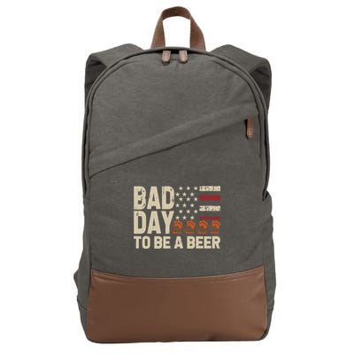 Retro Bad Day To Be Beer Usa Flag Beer 4th Of July Cotton Canvas Backpack
