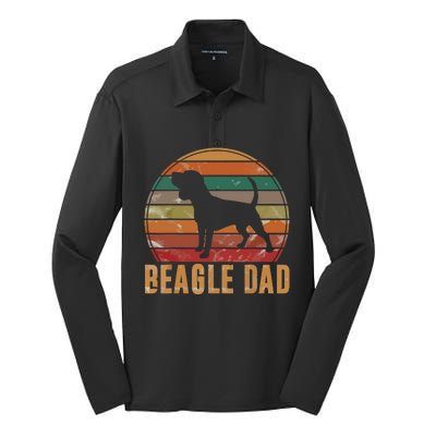 Retro Beagle Dad Gift Dog Owner Pet Tricolor Beagle Father Silk Touch Performance Long Sleeve Polo