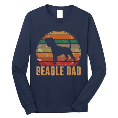 Retro Beagle Dad Gift Dog Owner Pet Tricolor Beagle Father Long Sleeve Shirt