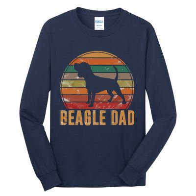 Retro Beagle Dad Gift Dog Owner Pet Tricolor Beagle Father Tall Long Sleeve T-Shirt