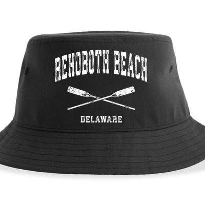 Rehoboth Beach Delaware Vintage Nautical Crossed Oars Gift Sustainable Bucket Hat