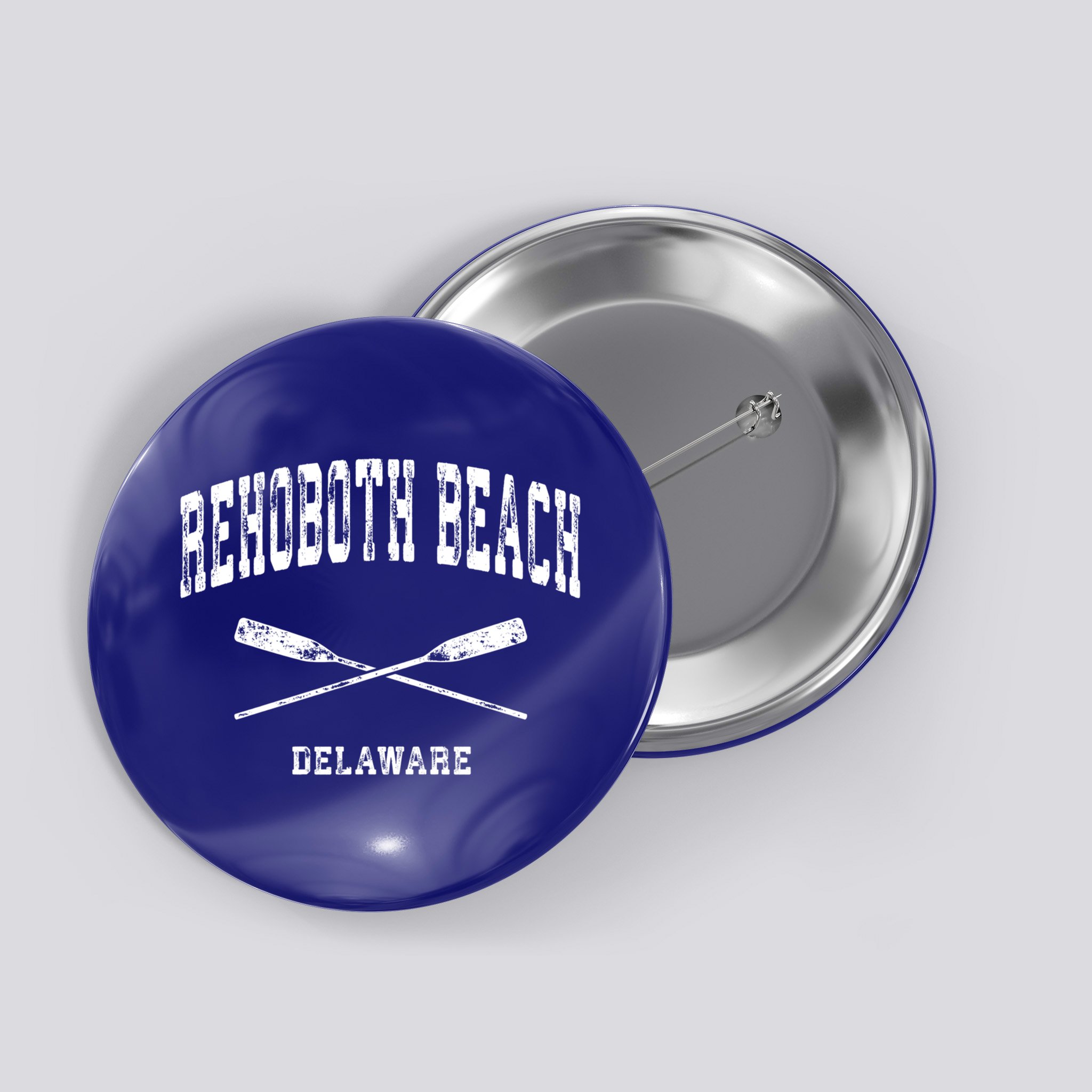 Rehoboth Beach Delaware Vintage Nautical Crossed Oars Gift Button