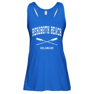Rehoboth Beach Delaware Vintage Nautical Crossed Oars Gift Ladies Essential Flowy Tank