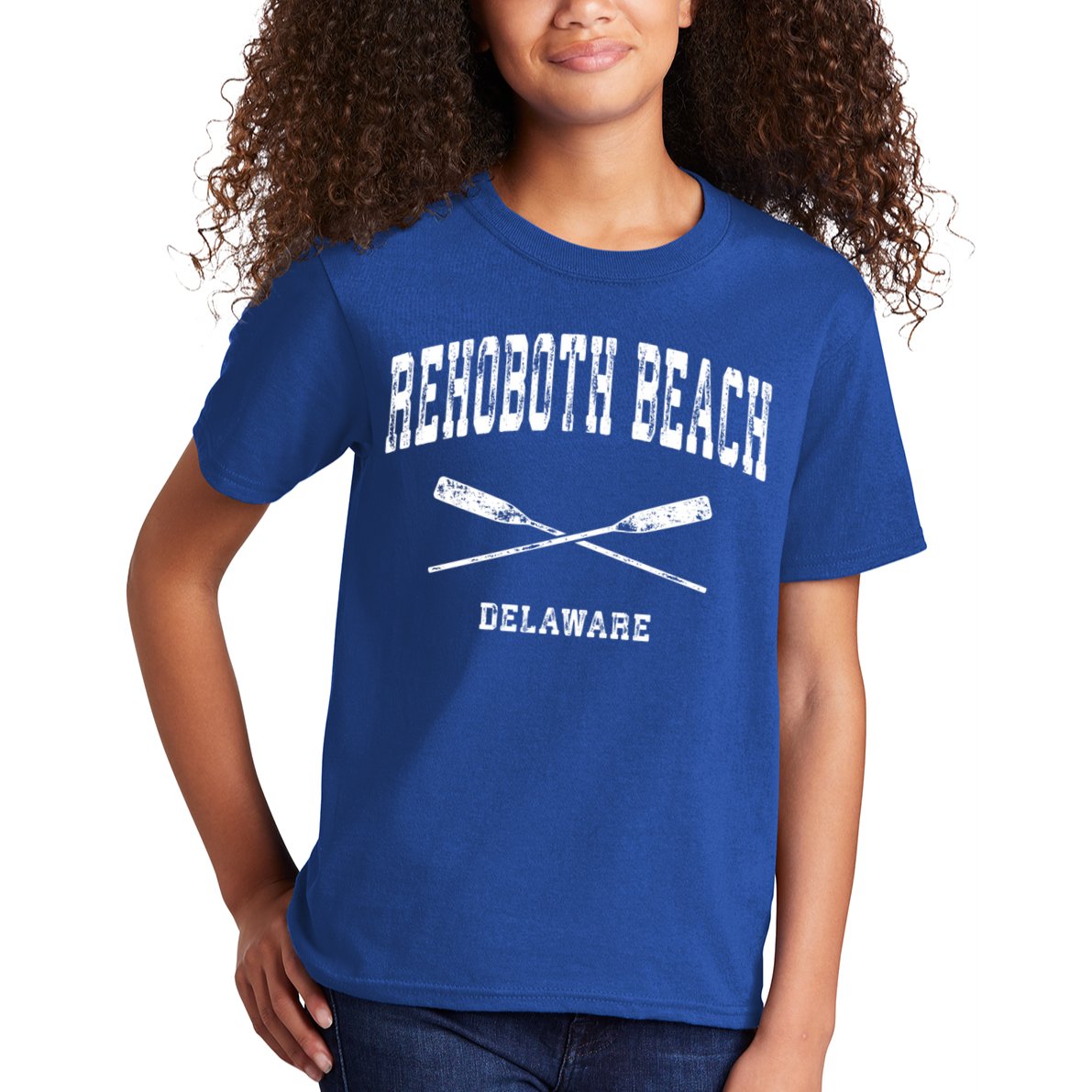 Rehoboth Beach Delaware Vintage Nautical Crossed Oars Gift Kids T-Shirt