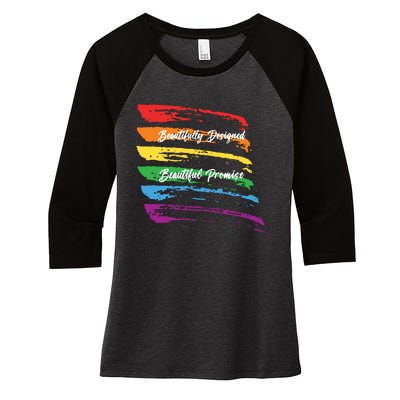 Rainbows Beautifully Designed Beautiful Promise Women's Tri-Blend 3/4-Sleeve Raglan Shirt