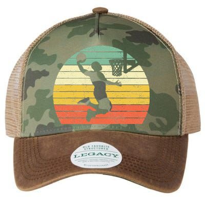 Retro Basketball Dunk Sunset Colorful Legacy Tie Dye Trucker Hat