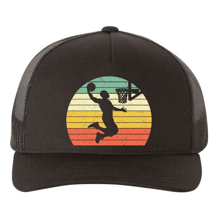 Retro Basketball Dunk Sunset Colorful Yupoong Adult 5-Panel Trucker Hat