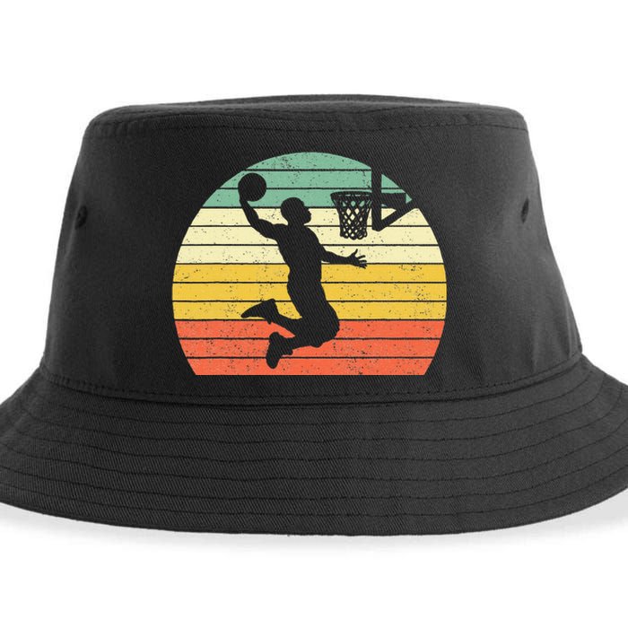 Retro Basketball Dunk Sunset Colorful Sustainable Bucket Hat