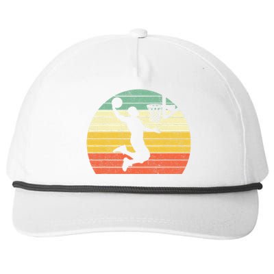 Retro Basketball Dunk Sunset Colorful Snapback Five-Panel Rope Hat