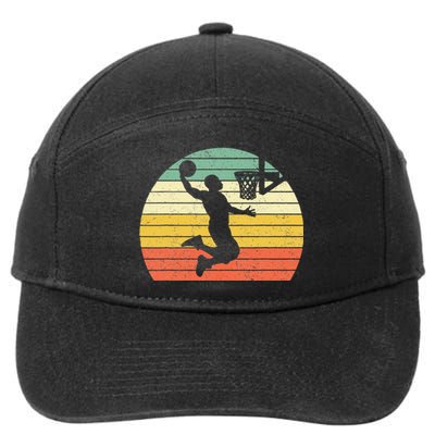 Retro Basketball Dunk Sunset Colorful 7-Panel Snapback Hat