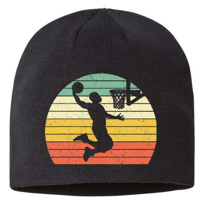 Retro Basketball Dunk Sunset Colorful Sustainable Beanie