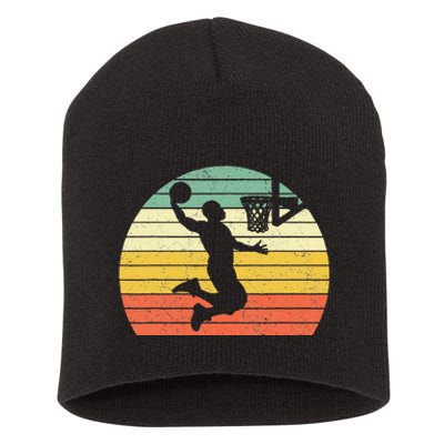 Retro Basketball Dunk Sunset Colorful Short Acrylic Beanie