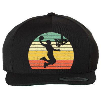 Retro Basketball Dunk Sunset Colorful Wool Snapback Cap