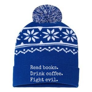 Read Books Drink Coffee Fight Evil USA-Made Snowflake Beanie