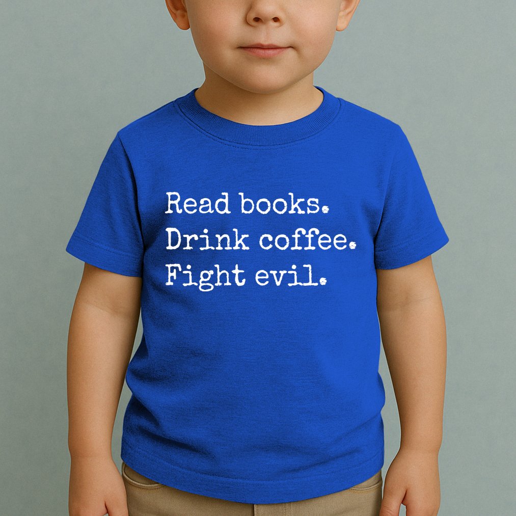Read Books Drink Coffee Fight Evil Toddler T-Shirt