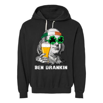 Retro Ben Drankin Beer Holiday Gift St Patricks Day Gift Garment-Dyed Fleece Hoodie