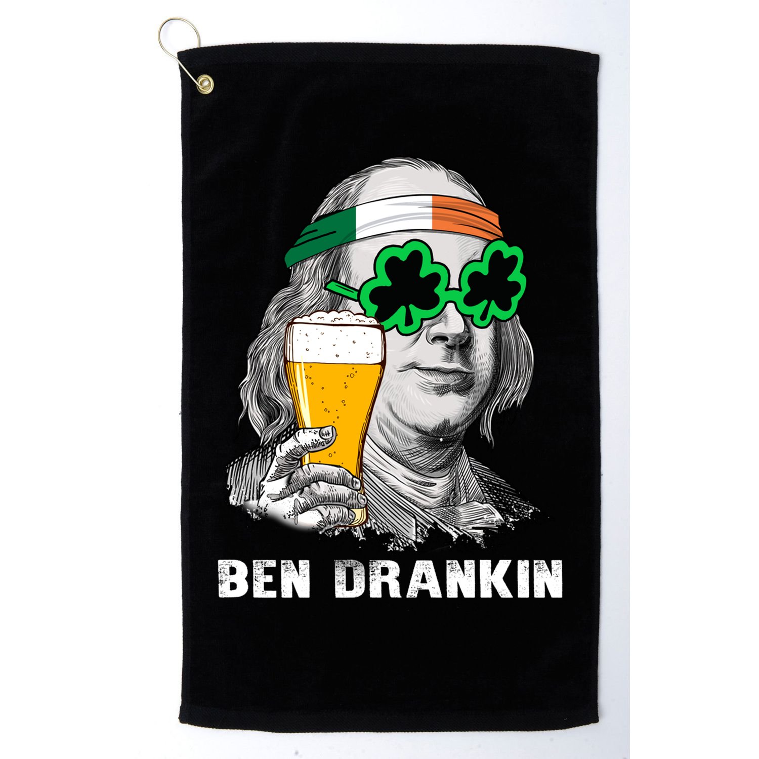 Retro Ben Drankin Beer Holiday Gift St Patricks Day Gift Golf Towel