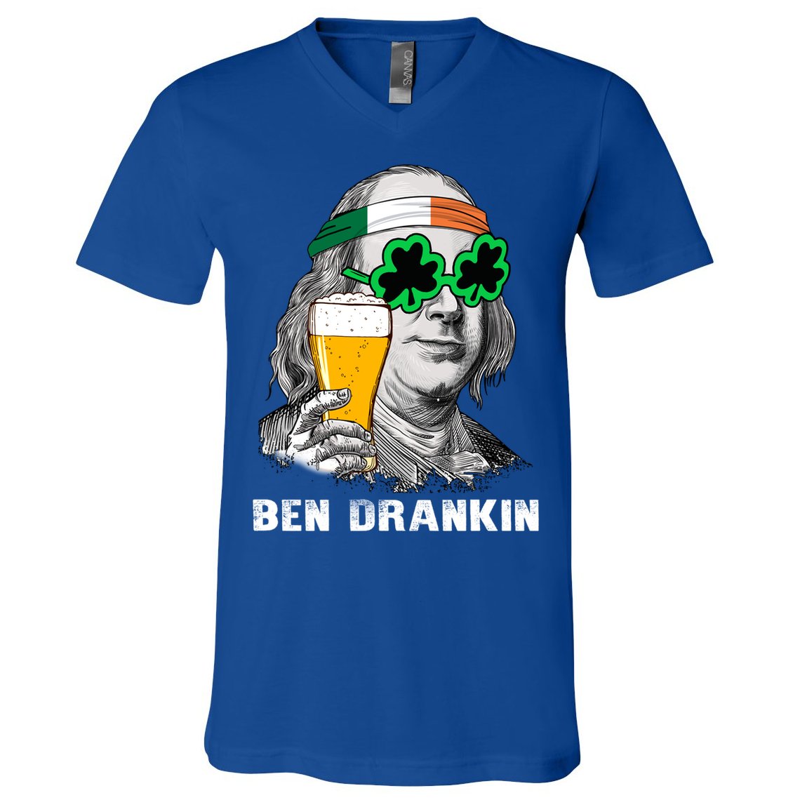 Retro Ben Drankin Beer Holiday Gift St Patricks Day Gift V-Neck T-Shirt