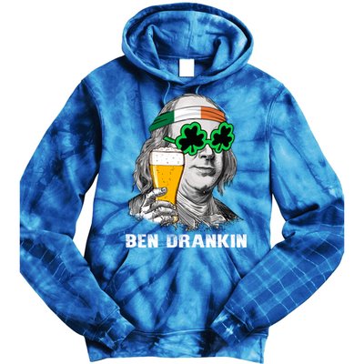 Retro Ben Drankin Beer Holiday Gift St Patricks Day Gift Tie Dye Hoodie