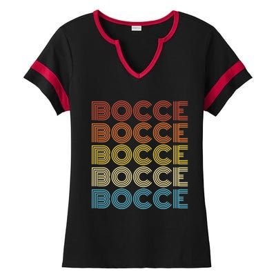 Retro Bocce Design For Bocce Ball Lover Bocci Player Gift Ladies Halftime Notch Neck Tee