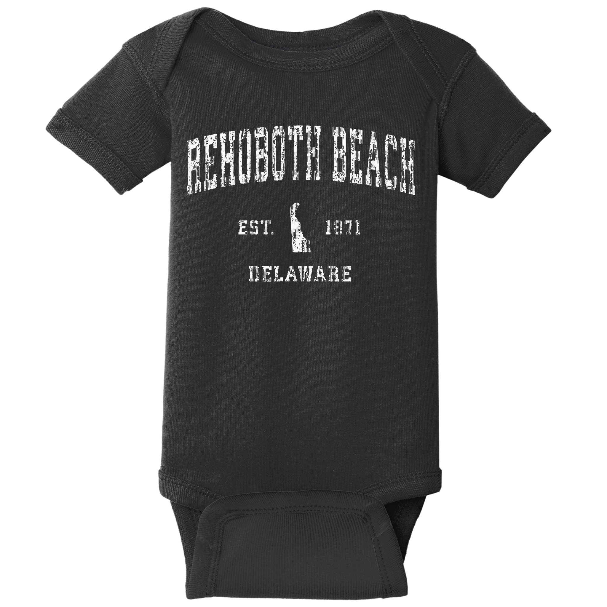 Rehoboth Beach Delaware De Vintage Athletic Sports Design Baby Bodysuit