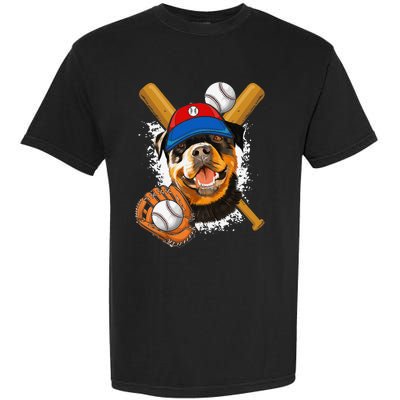 Rottweiler Baseball Dog Baseball Fan Garment-Dyed Heavyweight T-Shirt