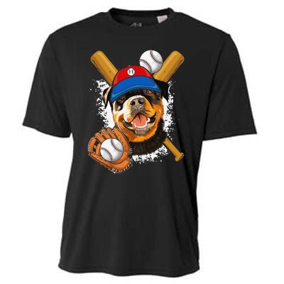 Rottweiler Baseball Dog Baseball Fan Cooling Performance Crew T-Shirt