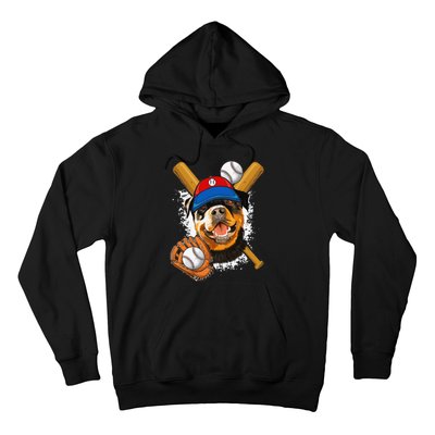 Rottweiler Baseball Dog Baseball Fan Hoodie