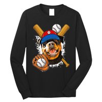 Rottweiler Baseball Dog Baseball Fan Long Sleeve Shirt