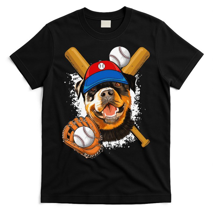 Rottweiler Baseball Dog Baseball Fan T-Shirt