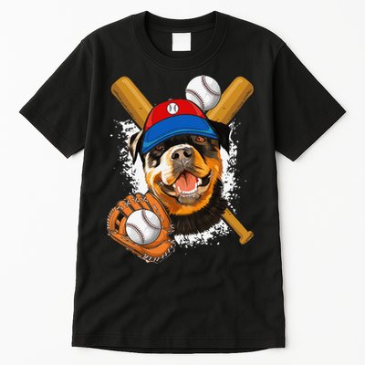 Rottweiler Baseball Dog Baseball Fan Tall T-Shirt