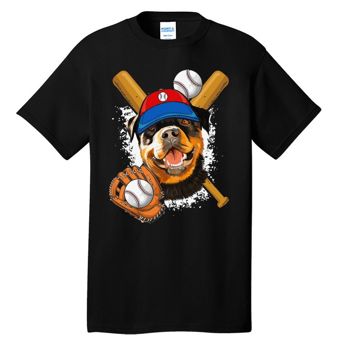 Rottweiler Baseball Dog Baseball Fan Tall T-Shirt