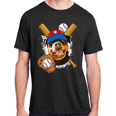 Rottweiler Baseball Dog Baseball Fan Adult ChromaSoft Performance T-Shirt