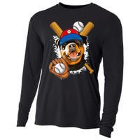 Rottweiler Baseball Dog Baseball Fan Cooling Performance Long Sleeve Crew