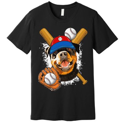 Rottweiler Baseball Dog Baseball Fan Premium T-Shirt