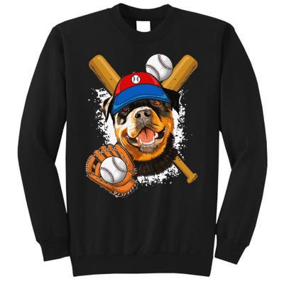 Rottweiler Baseball Dog Baseball Fan Tall Sweatshirt