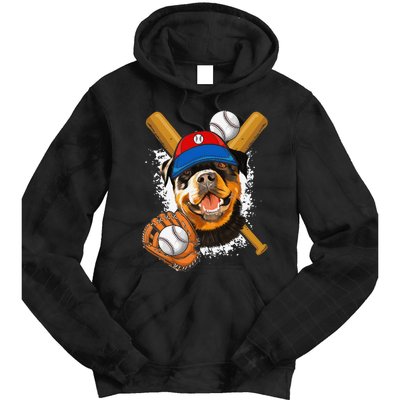 Rottweiler Baseball Dog Baseball Fan Tie Dye Hoodie