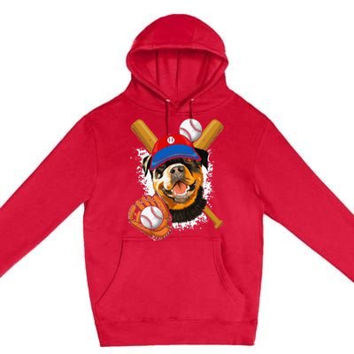 Rottweiler Baseball Dog Baseball Fan Premium Pullover Hoodie