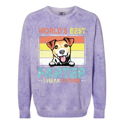 Retro Best Dad Ever Cool Jack Russell Terrier Dog Pet Lover Colorblast Crewneck Sweatshirt