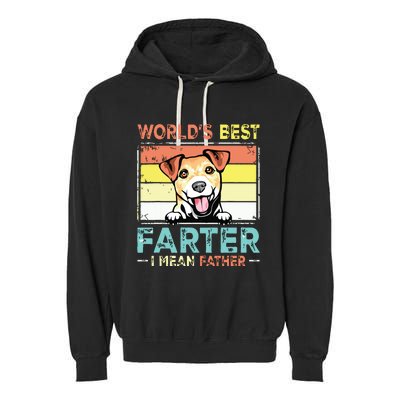 Retro Best Dad Ever Cool Jack Russell Terrier Dog Pet Lover Garment-Dyed Fleece Hoodie