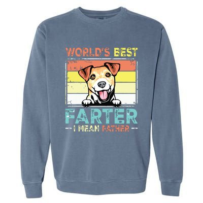 Retro Best Dad Ever Cool Jack Russell Terrier Dog Pet Lover Garment-Dyed Sweatshirt