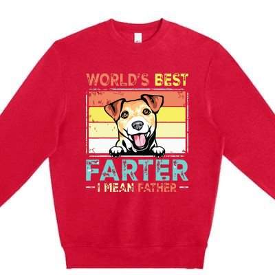 Retro Best Dad Ever Cool Jack Russell Terrier Dog Pet Lover Premium Crewneck Sweatshirt